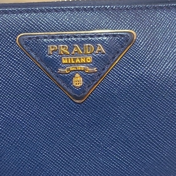 Prada Saffiano Long Zip Around Bluette Wallet EUC! - Picture 13 of 16